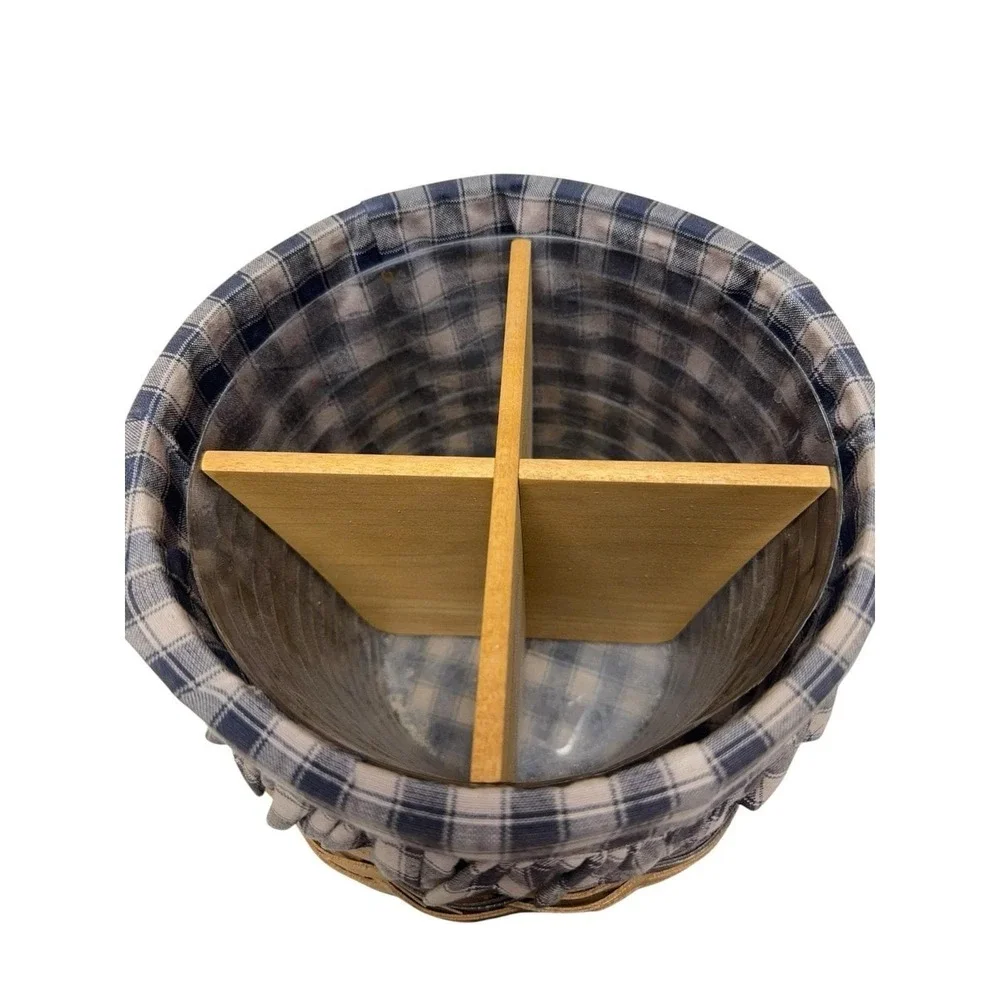 American Traditions Cookie Basket Set w Lid‎ Liner Divider 2000 Farmhouse USA